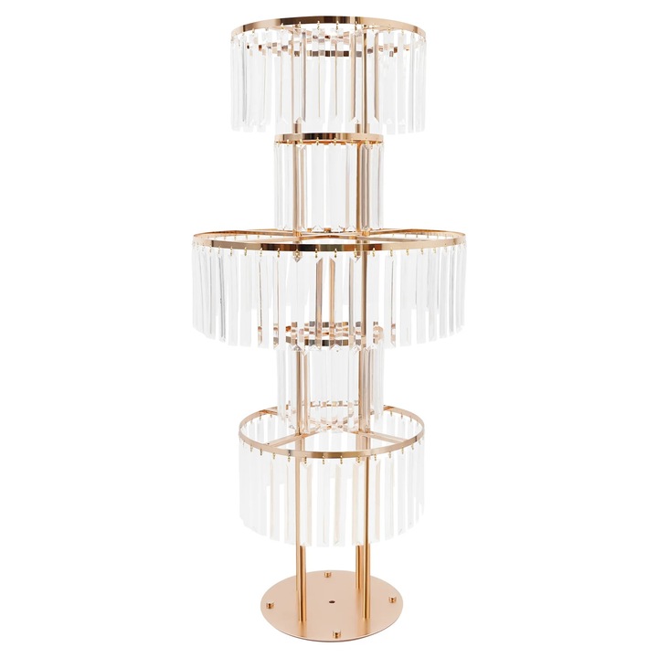 Suport decorativ pentru flori, baza rotunda, 5 niveluri, galben, 110cm