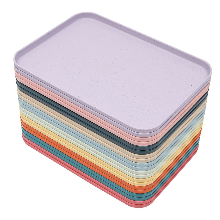 Set 20 tavi dreptunghiulare colorate, ecologice, pentru servire și depozitare, 31x22cm