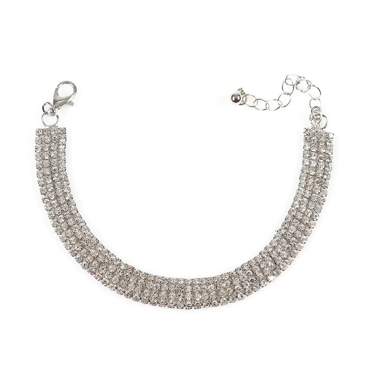 Bratara statement argintie cu pietre acrilice