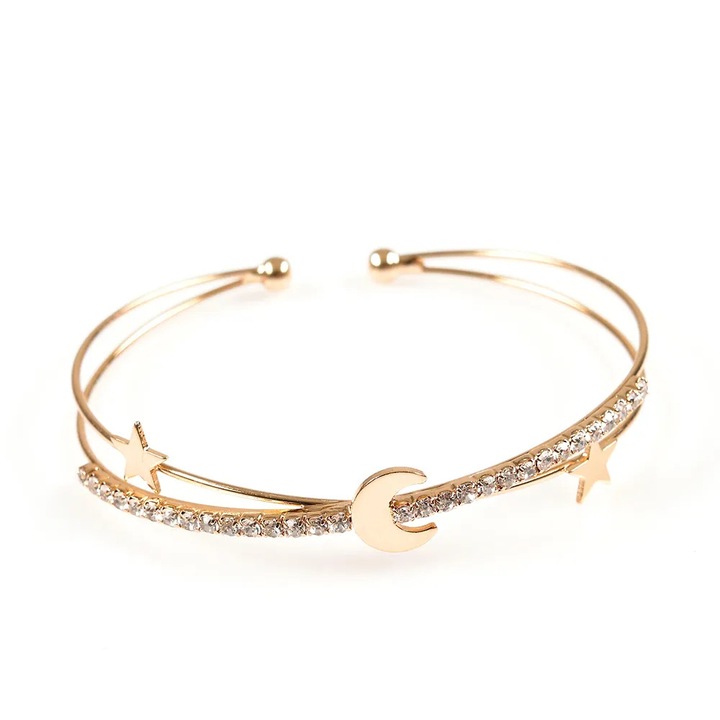 Bratara aurie cu stele si luna