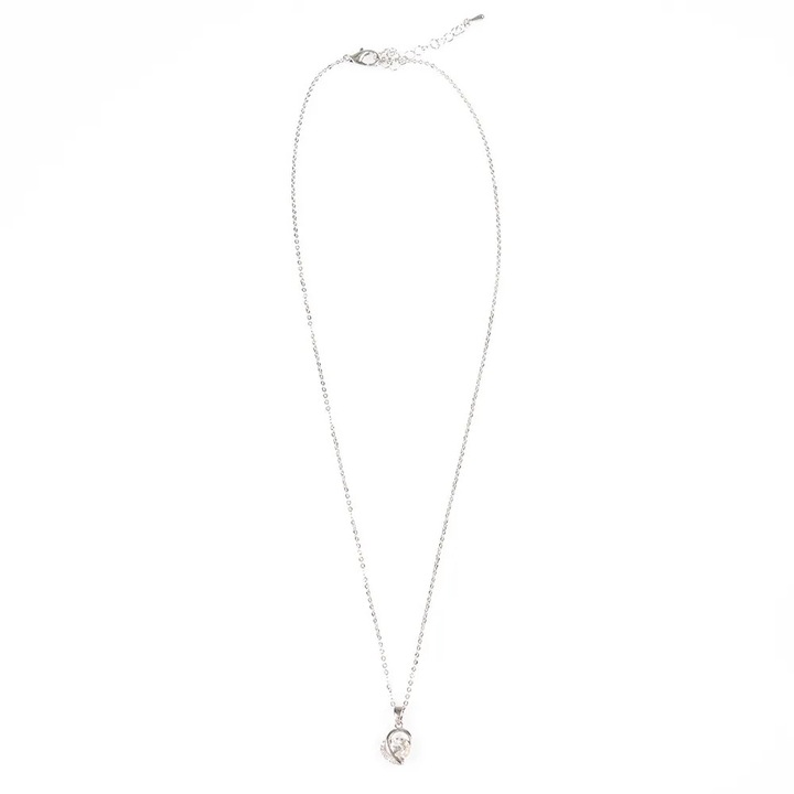 Colier elegant argintiu cu pandantiv inima