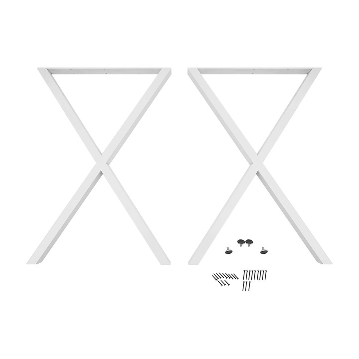 Picioare de masă, set de 2, X, otel alb, 50x71 cm, capacitate 200 kg