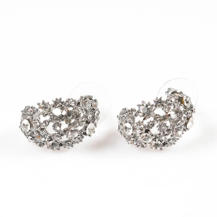 Cercei Meli Melo argintii design curbat 1.5x2cm