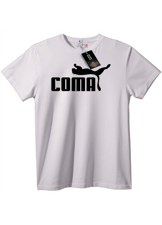 Tricou COMA cu logo Puma, Alb
