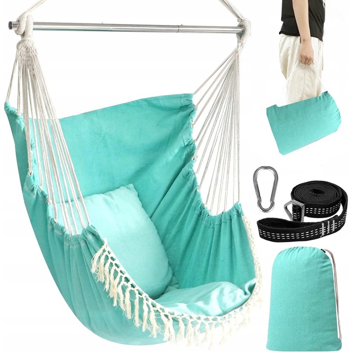 Fotel suspendat, 100 cm, 227 kg, 2 perne, multicolor, set complet