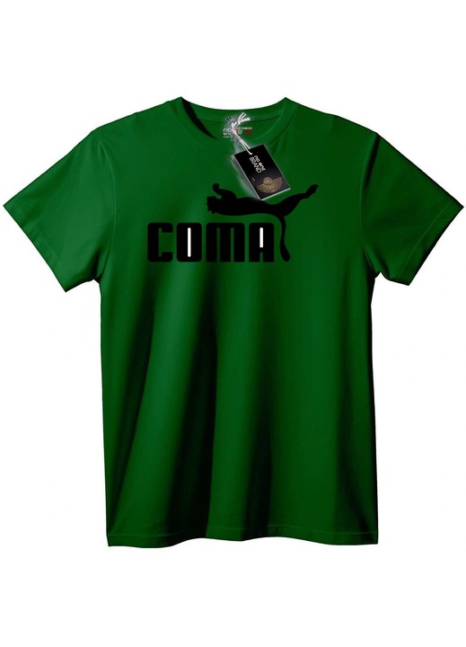 Tricou COMA cu logo Puma, Verde englez