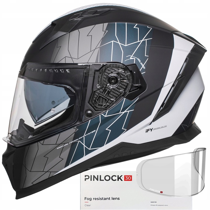 Casca moto Horn Hirs XS 53-54 cm, ECE 22.06, Pinlock, viziera solara, alb