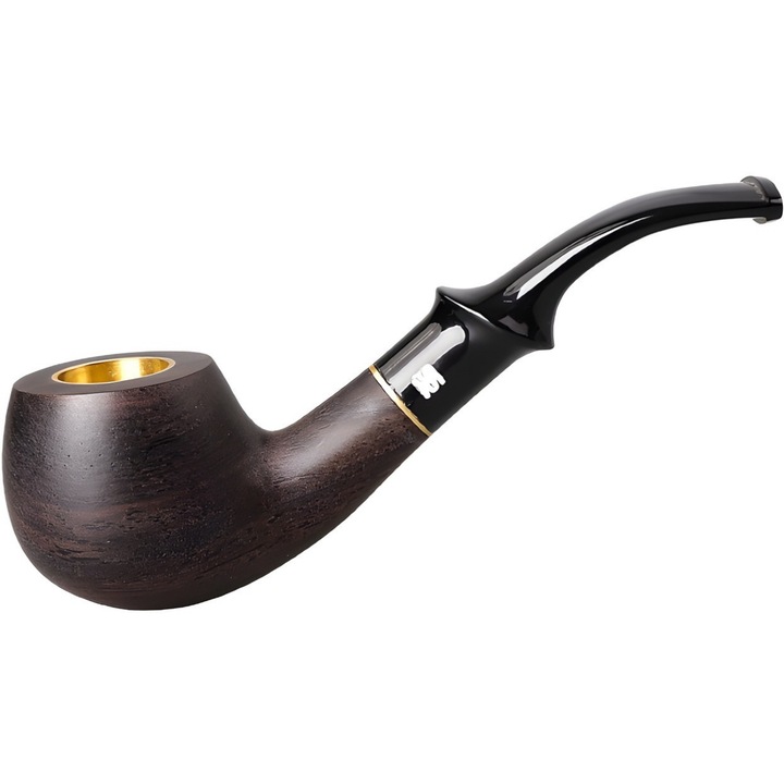 Pipă de tutun, IZMAEL, FT-39996, ergonomic, maro, 13x3, 5x3cm, set cu punga de catifea