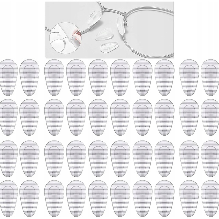 Set 30 perechi suporturi antiderapante pentru ochelari, silicon, transparent