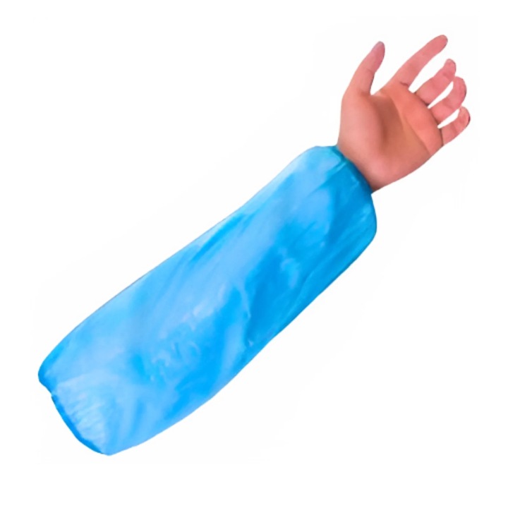 Manecute de protectie tip cotiere, din CPE, grosime 30 microni, L=40 cm, albastre