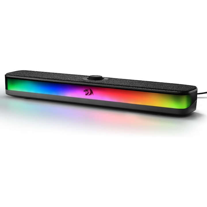 Bara de sunet RGB, Walalla, 6 moduri de iluminare RGB presetate, difuzor stereo pentru computer cu 2.0 canale, difuzoare duale incorporate, conexiune Bluetooth 5.3 si prin cablu, efect stereo excelent, bas puternic, negru