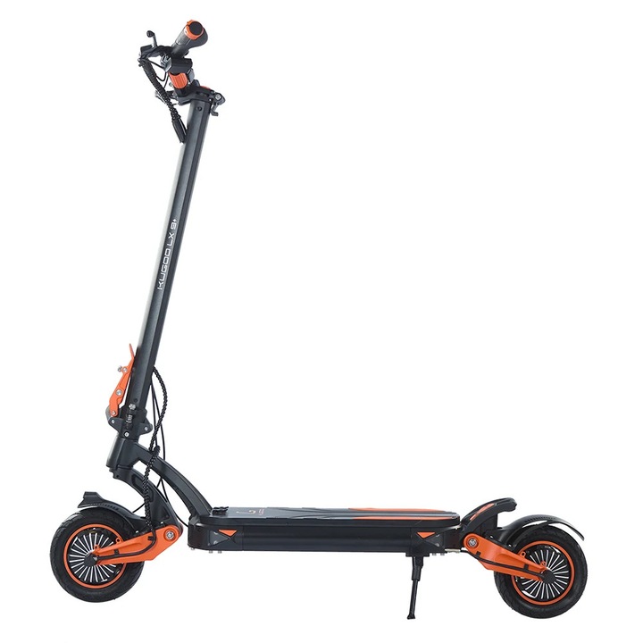Trotineta electrica Lx9+, 2 motoare 650 W, 55 km/h, autonomie 65 km, cadru aluminiu, alb