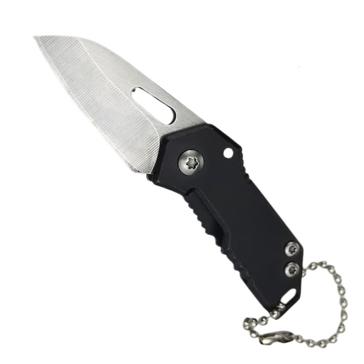 Breloc briceag pliabil Dodaco, multifunctional, metal, negru argintiu, 5.3-8.8 cm