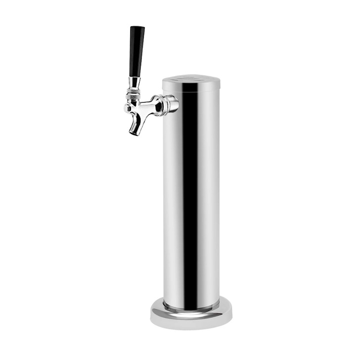 Coloana dozator bere, 1 robinet, otel inoxidabil, montaj pe blat, gri deschis, 33x7, 6cm