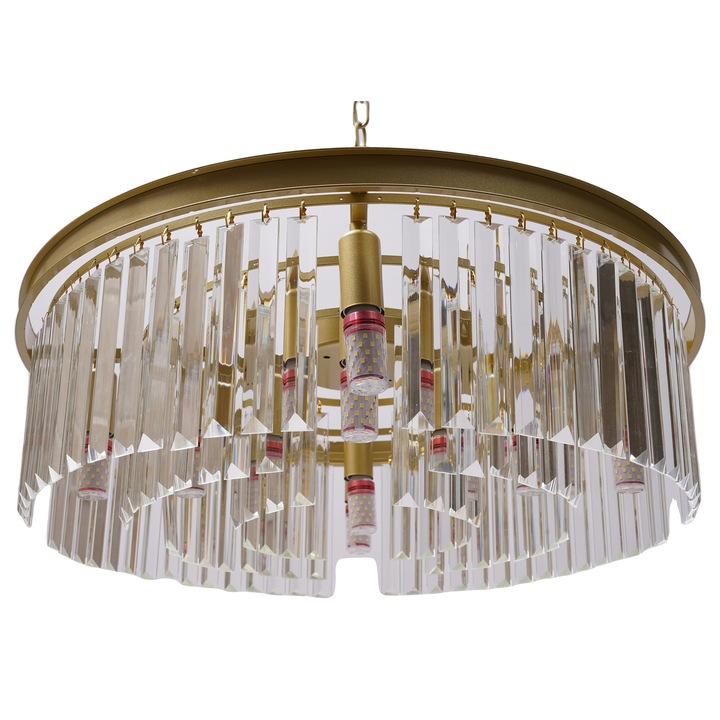 Lustra, 8 socluri E14, design elegant, cristal, 12W, transparent, pentru suprafete de 15-30mp