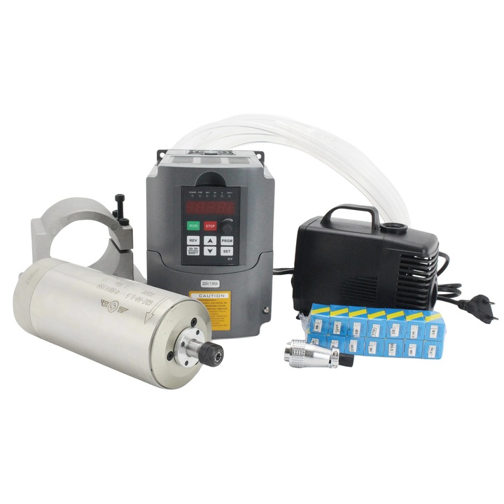 Motor de frezare cu racire pe apa, kit complet, 220V, 10-24000 RPM, dimensiuni 80x188mm