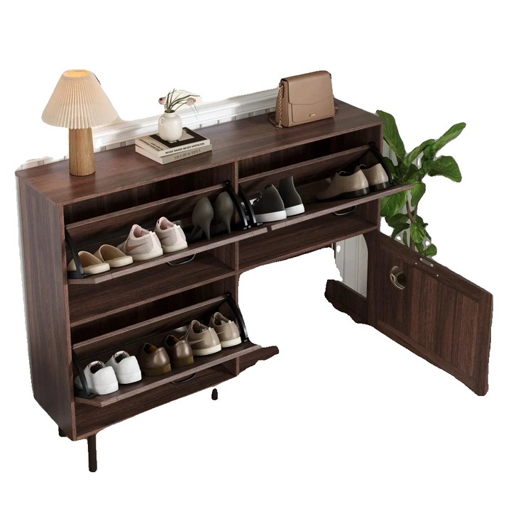 Dulap pantofi, design compact, utilizare versatila, nuc natural, 27.5x11.8x31.5in