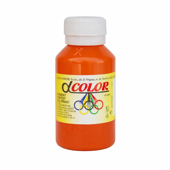 Pigment concentrat ORANGE Alfa Color 100 ml pentru vopsele lavabile, tencuieli si zugraveli – colorant universal interior exterior