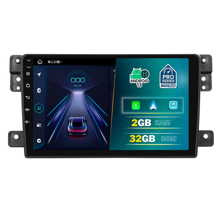 Navigatie Suzuki Grand Vitara III (2005-2015) dedicata, MaxTech® PRO SERIES, 2 GB Ram 32 GB Rom, Carplay & Android auto, Ecran 9 ” HD Touch, GPS, Wifi, Bluetooth, Radio, USB, EQ, DSP, Waze