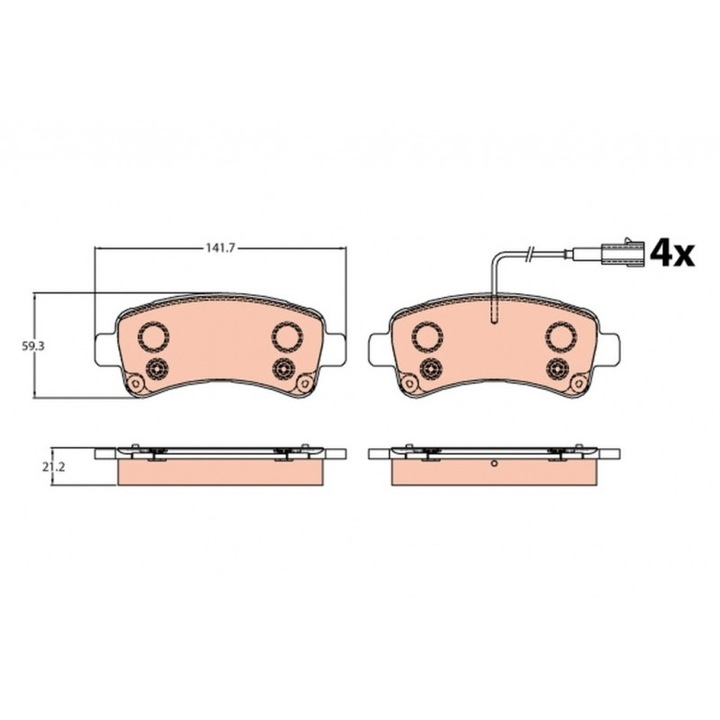 Спирачни накладки Trw комплект 2 сензора, задни, Fiat Ducato 14