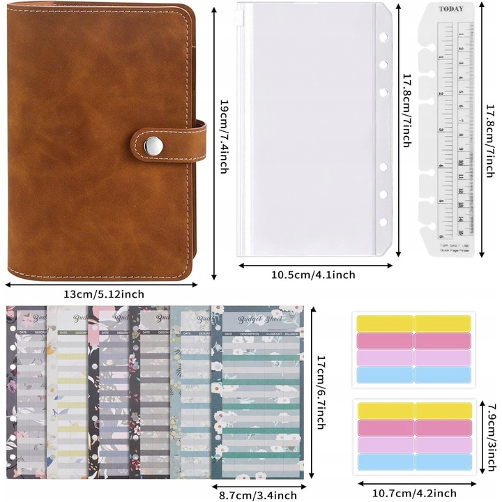 Set organizare buget, notes A6, 12 cosulete pentru bani, 3 culori, 19x13x3cm