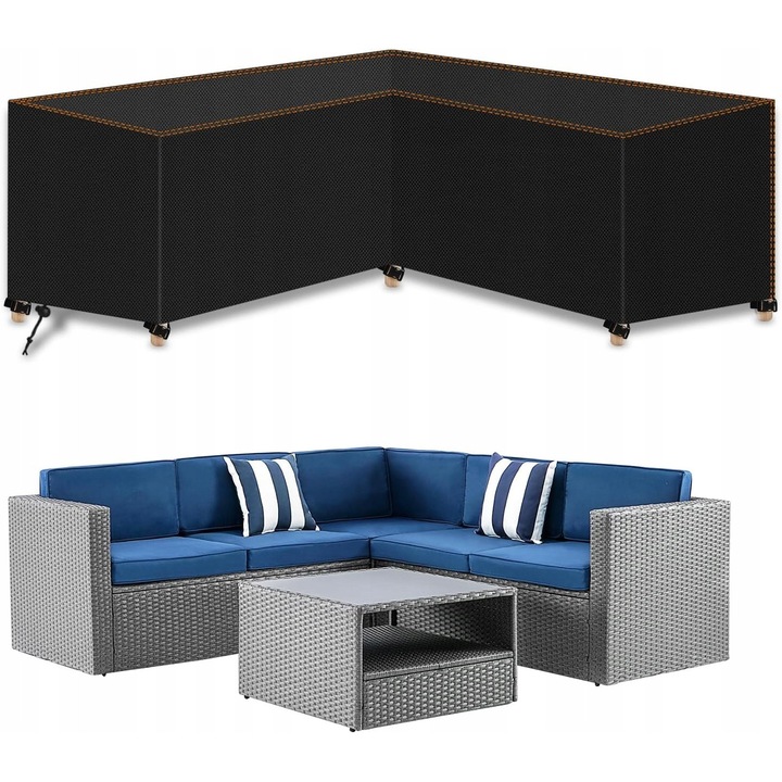 Husa pentru mobilier de gradina, neagra, 215x215x85cm, impermeabila, pentru coltar