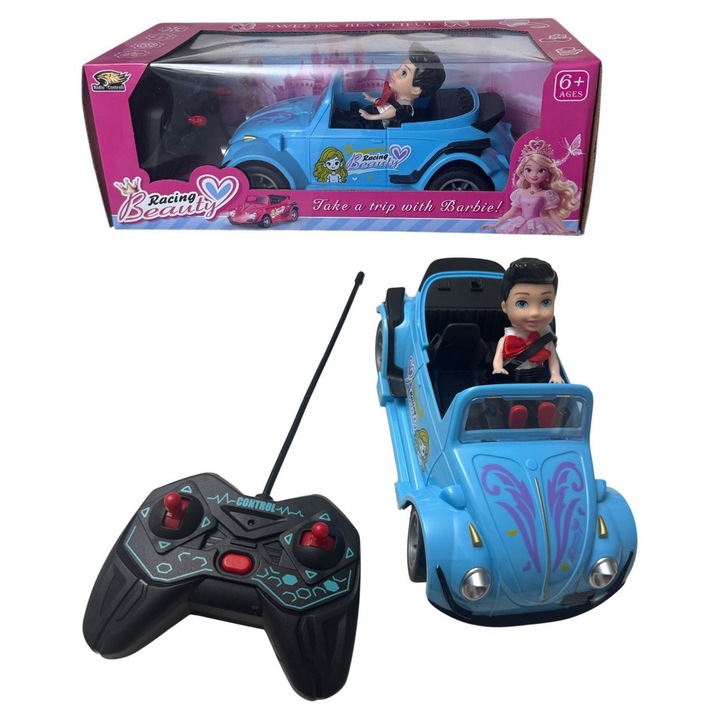 Masinuta R/C de Jucarie cu telecomanda si papusa