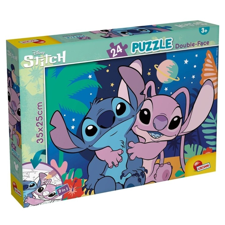 Puzzle 2 az 1-ben, Stitch modell, 24 darab, Gyermekeknek, Kék
