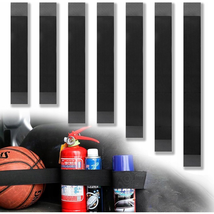 Set 7 benzi de fixare, negru, nylon/poliester