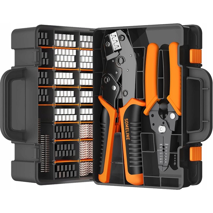 Krimpelő szerszámkészlet, 26 Dupont csatlakozó, JST-XH csatlakozók, változatos méretek, többszínű