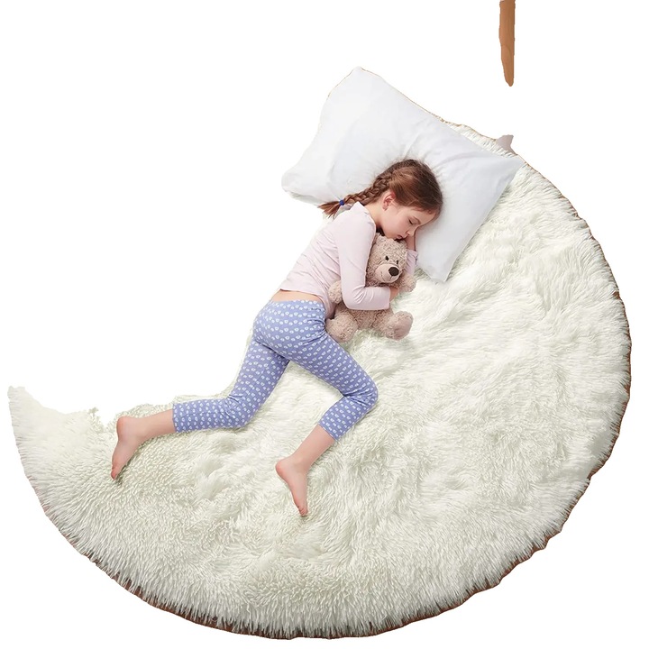 Kerek, fehér szőnyeg, 100x100cm, puha textil anyag