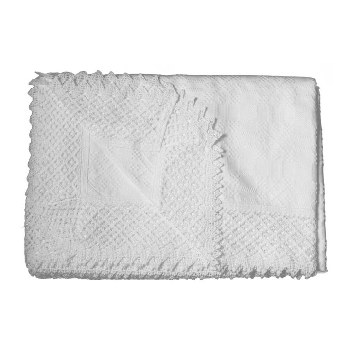 Fata de masa rustica din bumbac 220x160 CM Alb