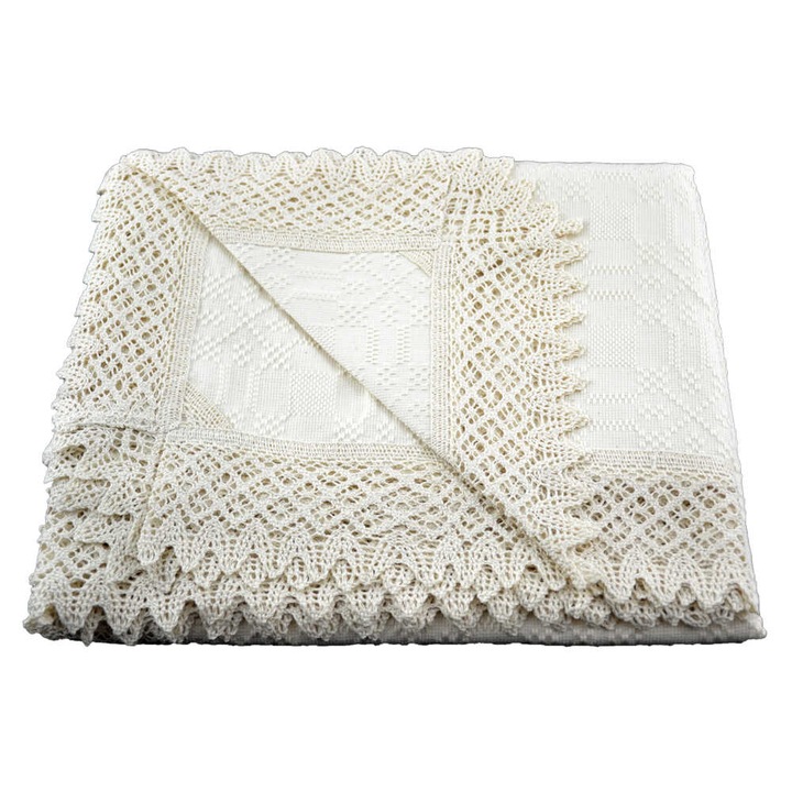 Fata de masa traditionala din bumbac 160x120 CM Crem