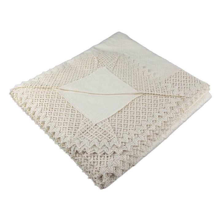 Fata de masa traditionala din bumbac dreptunghiulara 300x160 CM Crem