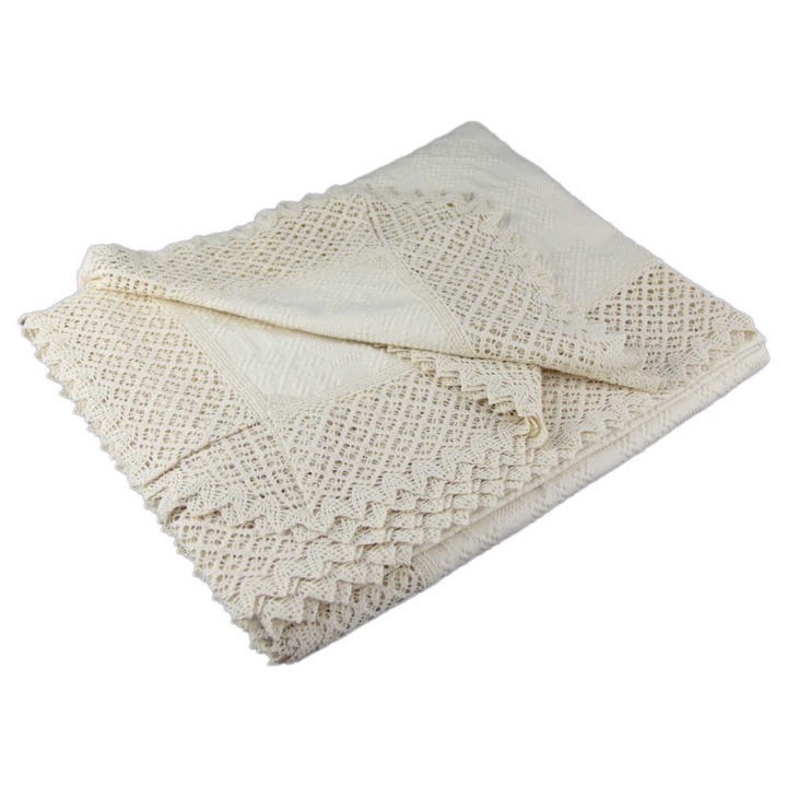 Fata de masa traditionala din bumbac dreptunghiulara 260x160 CM Crem