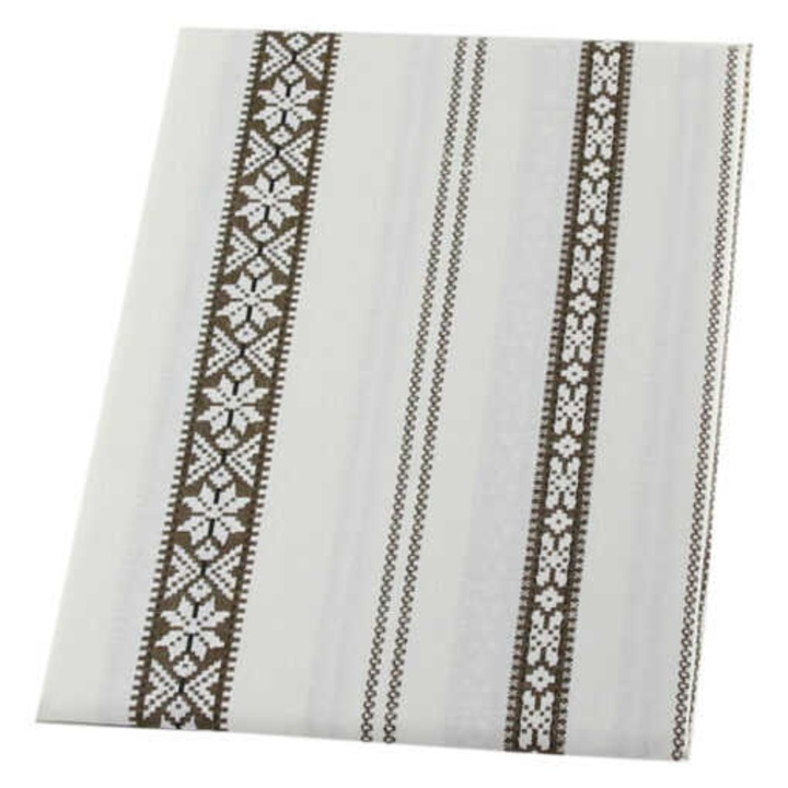 Fata de masa cu motiv traditional 140x180 CM din bumbac maro