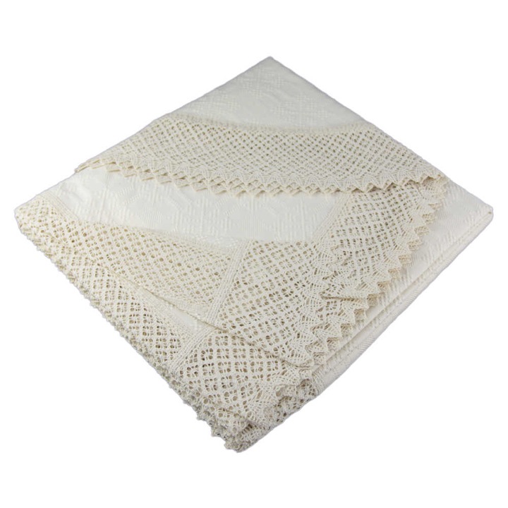 Fata de masa traditionala din bumbac ovala 300x160 CM Crem