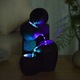 Beltéri szökőkút 4 szinttel, természetes kő hatású, színes LED, 25cm
