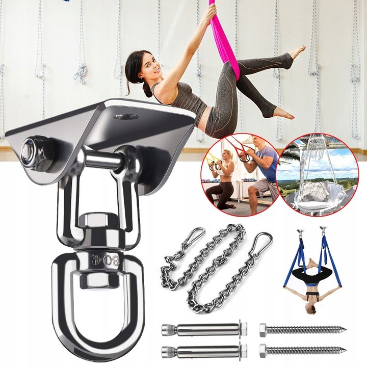 Кука за таван, 450 кг, инокс, за хамаци и люлки, пълен комплект