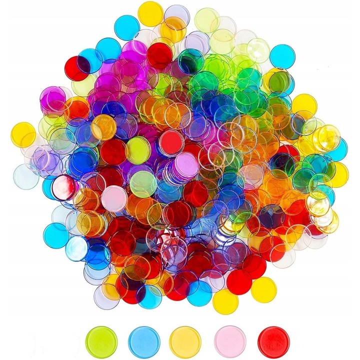 Комплект 200 цветни жетона за бинго, настолни игри, издръжлив материал, компактен