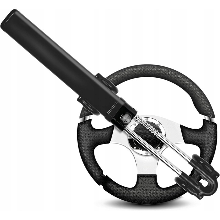 Blocator dublu volan, 2 chei, constructie solida, universala, negru