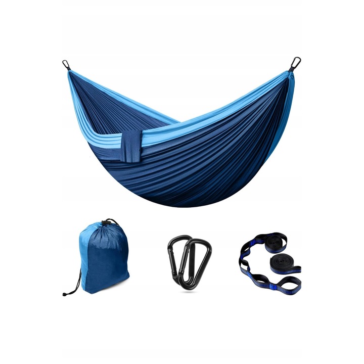Къмпинг хамак, 300x200см, 2 души, 300кг, парашутен найлон, комплект 4в1