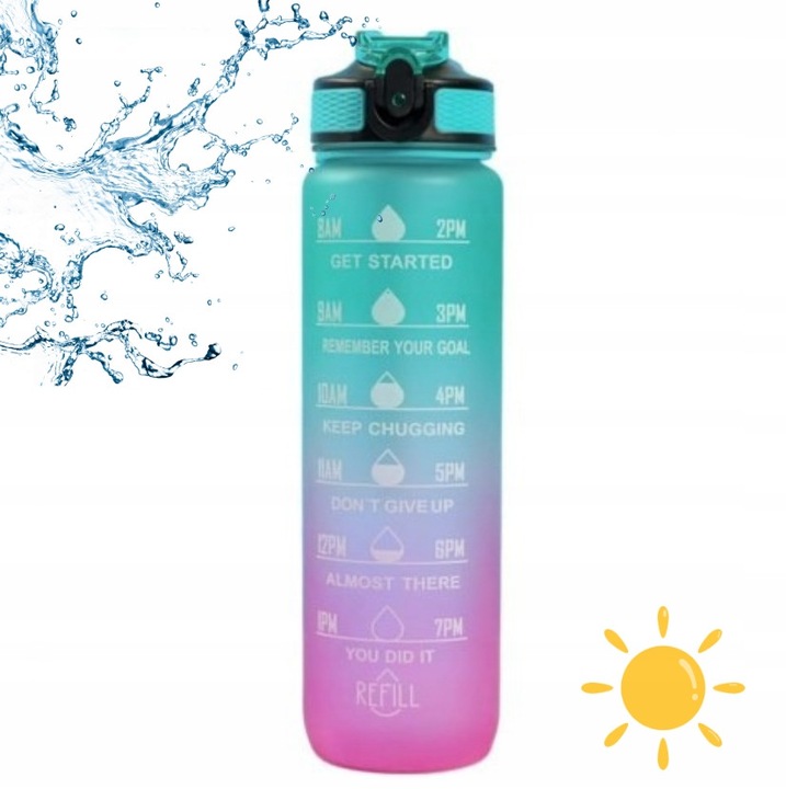 Бутилка Ombre 1L, оранжево-розова, модерен дизайн, устойчива на повреди, за спорт и дейности на открито