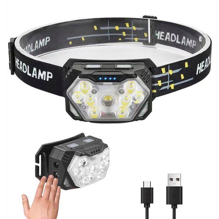 Lanterna 9LED 2500LM USB cu senzor de miscare