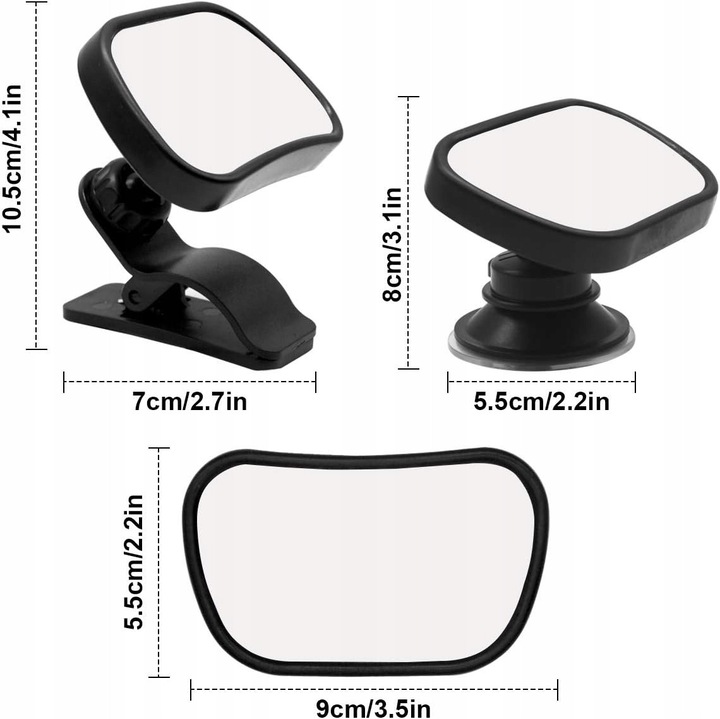 Oglinda de observatie pentru copii, 360°, 2 in 1, negru