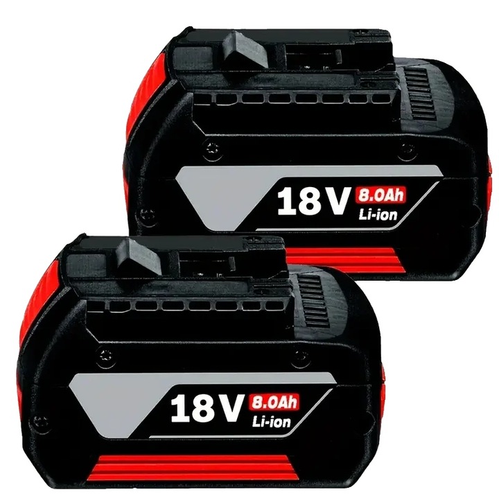 Set 2 baterii Li-Ion 18V 8000mAh, siguranta, standard