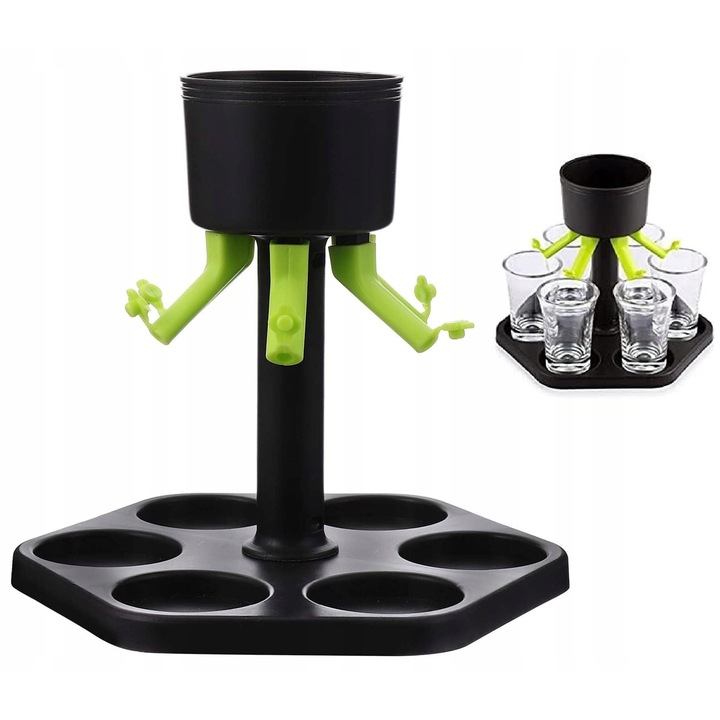Dispenser pentru shoturi, 6 pahare, design grafit, material durabil