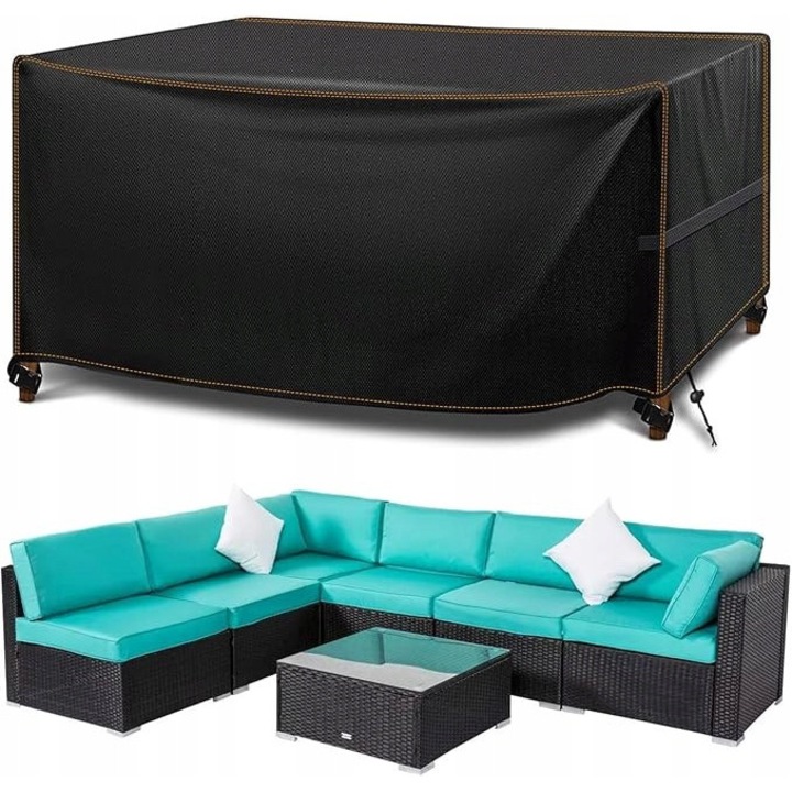Husa pentru mobilier de gradina, 250x210x90 cm, impermeabil, Oxford 420D, negru