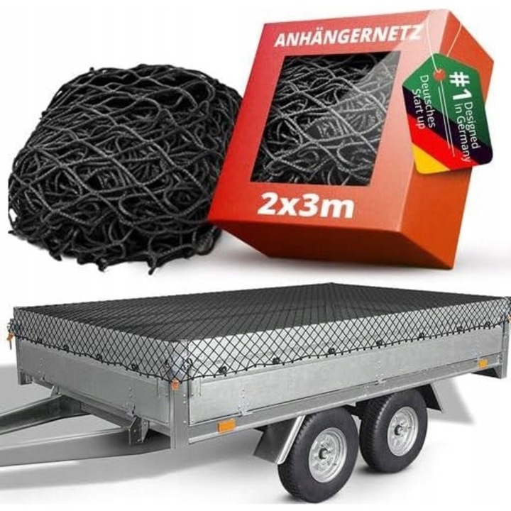 Plasa elastica de protectie pentru incarcatura, 2x3m, neagra