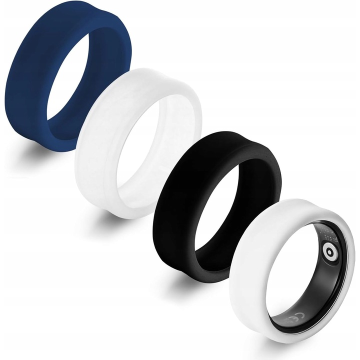 Set 4 huse din silicon pentru Oura Ring Gen 3/4, negru, bleumarin, alb, transparent, S